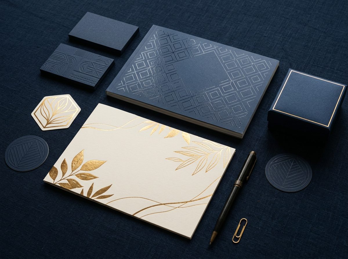 Premium printed stationery with embossing and gold foil by Friends Digital